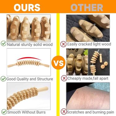 Набір дерев'яних і тригерних дерев'яних стрижнів, фасційний стрижень дерево масажні палички тригерна точка, масажний ролик з ручкою, масажери для спини дерево, масажер для рук, масажний інструмент для терапії деревини (масажний ролик і масажний гребінець)