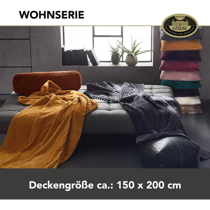 М&39який плед з вельветовим ефектом, 1620 г/шт., 150 x 200 см - Антрацит, Темно-сірий