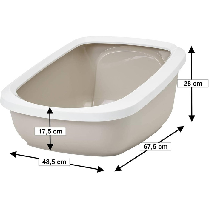 Котячий лоток з бортиком ASEO Jumbo біло-бежевий 67,5 x 48,5 x 28 см
