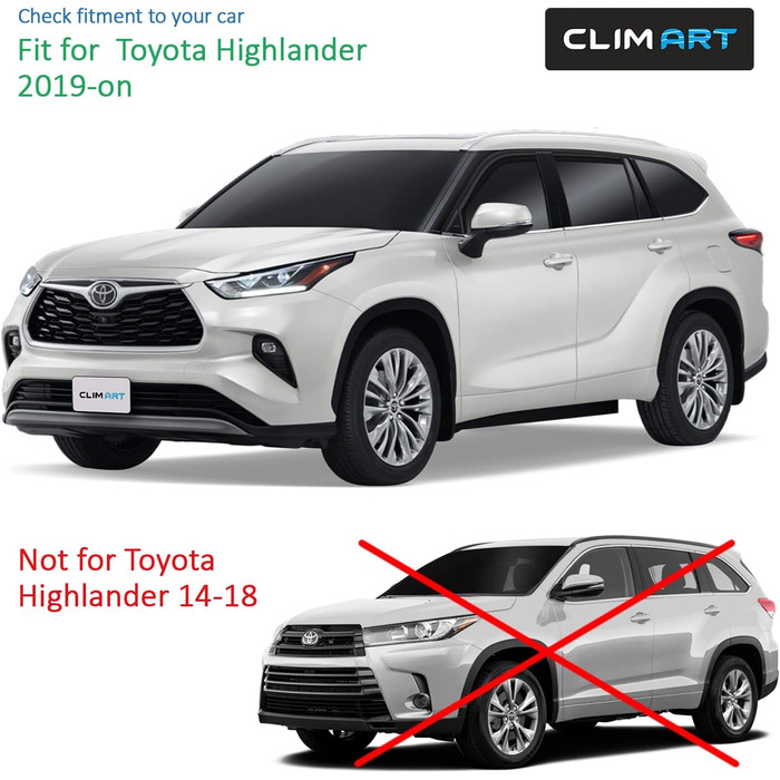 Вітровий дефлектор CLIM ART для/сумісний з позашляховиком Toyota Highlander 2019-2024, чохол від дощу на вікно автомобіля, дефлектори дощу, інтегровані дефлектори, 4 шт. и для Toyota Highlander 2019-2024, інтегрований