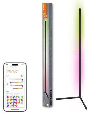 Розумна WiFi LED-торшерна лампа LEDVANCE Smart Corner, RGBW біле світло (2700-6500K), 10 Вт, 600 лм, 1400 мм, керування через додаток або голосові помічники (Alexa, Google), базовий комплект для приміщень