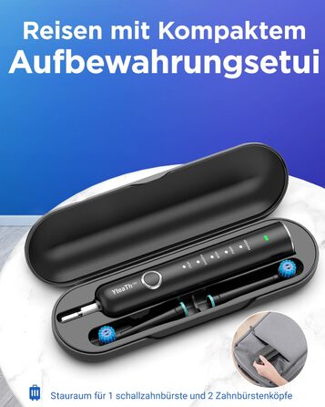 Обертова електрична зубна щітка для дорослих та дітей з 8 насадками, електрична зубна щітка з настінним тримачем та зарядною станцією, 5 режимів чищення та дорожній футляр, 60 днів роботи від акумулятора