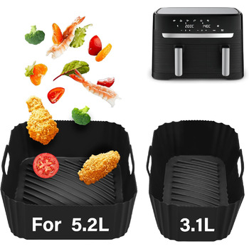 Аерофритюрниця з силіконовою формою для фритюрниці Tefal 5.2 л/3.1 л, аксесуари для великої та меншої фритюрниці, сумісні з фритюрницею Tower T17099 5.2 л/3.1 л, Lakeland 5 л/3 л і Salter Ek5729