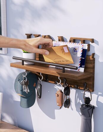 Ключниця - тримач для ключів на стіну з домашнім декором, ключниця з поличкою/настінна поличка з дерева для ключів, органайзер для