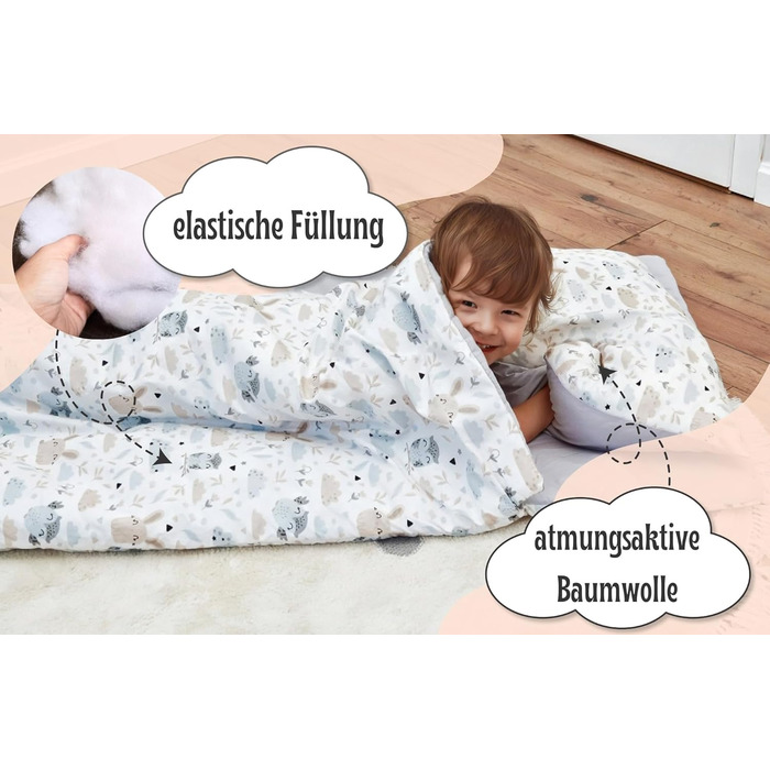 Дитячий спальний мішок з подушкою та блискавкою для малюків 3-7 років - 75x140 см, дитячий спальний мішок для дитячого садка, ковдра-спальний мішок, сертифікований Oeko-Tex, 75 x 140 см, дизайн Galaxy