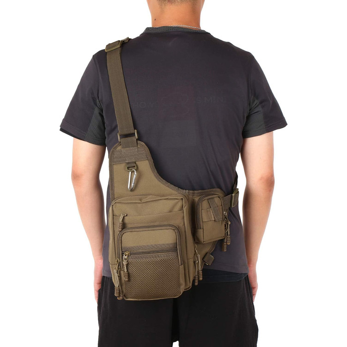 Рибальська сумка Lixada з відділеннями, багатофункціональна, водонепроникна, 32 x 39 x 12 см хакі