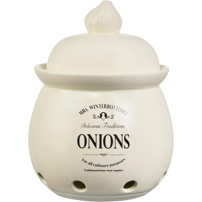 Горщик для цибулі BUTLERS Ø 19,5 см - MRS. WINTERBOTTOM&39S- Керамічна банка з кришкою в сільському стилі, вінтажний декор, кухонний аксесуар для організації та зберігання цибулі. Горщик для цибулі II