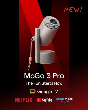 Міні-проектор XGIMI MoGo 3 Pro 1080P, Google TV із ліцензованим Netflix, вбудована регульована підставка, портативний проектор, 450 люмен ISO, ISA 2.0, 2x5 Вт Harman Kardon