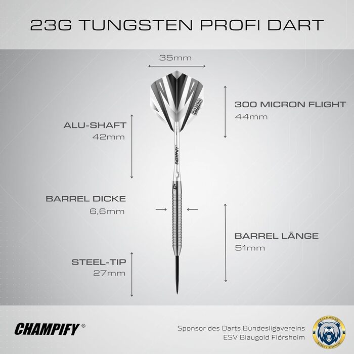 Набір дротиків Champify з 90 вольфраму з чорним футляром 3 сталеві дротики з 9 алюмінієвими стрижнями та 9 дергами Набір дротиків з аксесуарами Дартс з білим металевим наконечником