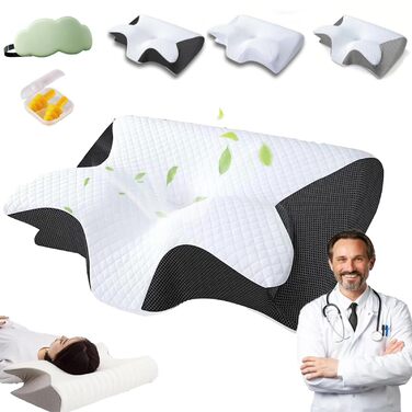 Подушка для терапії шиї Pillowdaddy, подушка для сну Pillow Daddy, подушка Pillow Daddy проти хропіння, ергономічна подушка з піни з ефектом пам&39яті для оптимальної підтримки шиї та плечей (-A)