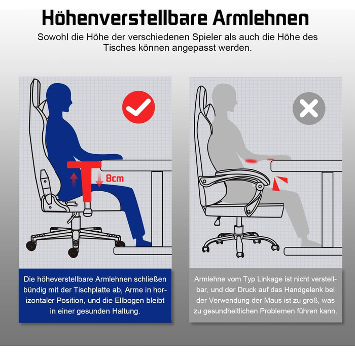 Ігрове крісло Homimaster, ергономічне офісне крісло з регульованою поперековою подушкою, подушкою для підголівника та підлокітника
