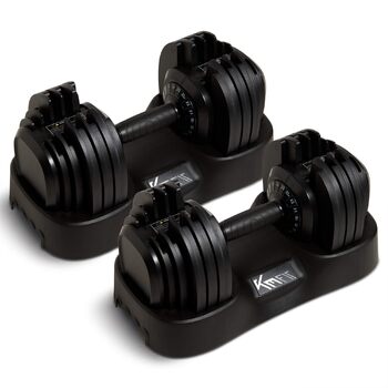 Регульовані розбірні гантелі KM-Fit 12,5-25 кг Чавун Набір 2 шт. для домашнього залу, 25 кг