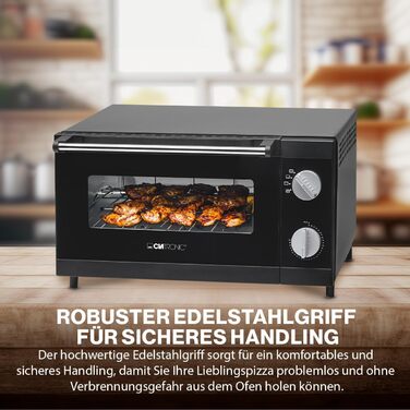 Клатронічна піч для піци 12-літровий простір для випічки Міні піч для гриля та запікання Духова шафа з верхнім і нижнім нагріванням Міні-піч з таймером на 60 хвилин Духова шафа маленька з деком для випікання МПО 3520