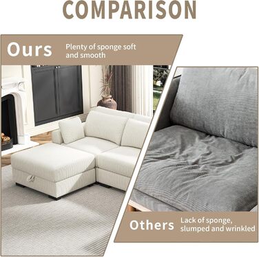 Місний диван, модульний вельветовий диван, м&39який диван, модульні дивани, вітальня, 2-місні дивани з подушками, низькі дивани, ліжка, крісла для відпочинку (бежевий, 2-місний) Бежевий 2-місний, 2-