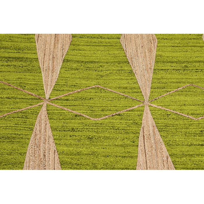 Килимок CASAVANI Kilim, 12 квадратів, бохо-килимок, плетений килимок, зелений / бежевий, джутовий килимок, пилосос, ручне ткацтво,