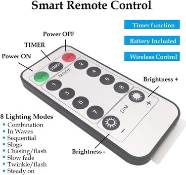 Світлодіодні казкові вогні USB, 200 світлодіодних 20 м мідного світлодіодного дроту казкові вогні в приміщенні з пультом дистанцій