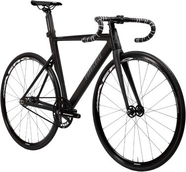 Велосипед з фіксованою передачею, з однією швидкістю Fixie, жорстка втулка, алюмінієва рама та карбонова вилка, колеса 28 дюймів, 5 кольорів, 3 розміри, 7,95 кг (розмір M), матово-чорний та графітовий, довжина 58 см