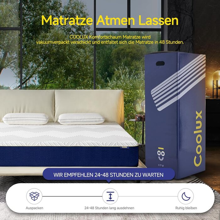 Матрац 90x200 Матрац з пінополіуретану заввишки 25 см Матрац з холодної піни Ортопедичний матрац, що згортається в рулон Сертифіковано Oeko-Tex Рівень жорсткості H3 Матрац з пінополіуретану з ефектом пам&39яті З чохлом, знімний та пральний Висота 25 см 90