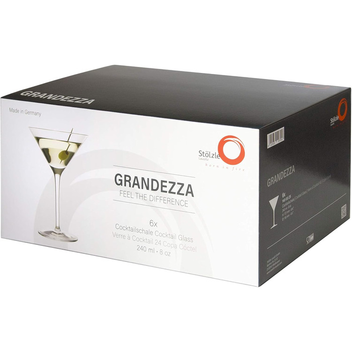 Келихи для коктейлів Stlzle Lausitz Grandezza 240 мл / набір з 6 келихів для мартіні / аперитивів / космополітичні келихи / келихи