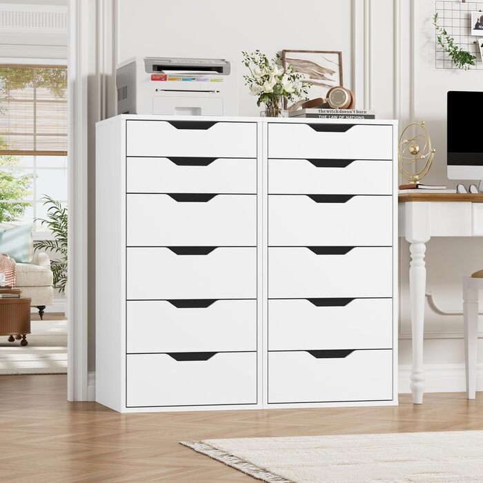 Комод з 6 шухлядами, вузький комод для спальні, вітальні, офісу, передпокою, 45x40x90,5 см, білий