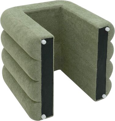 Комплект із 2 сучасних підставок для ніг, низькі пуфи, темно-зелений колір, поліестерова тканина МДФ, предмети домашнього декору, для дивана - Розміри ВxШxГ 40 x 38 x 40 см - Арт. RE7062