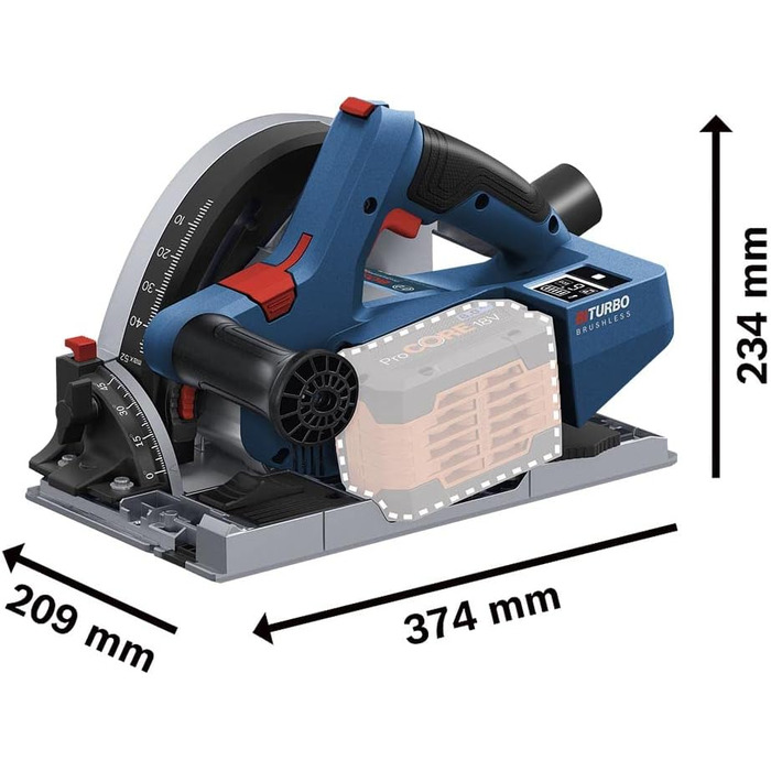 Акумуляторна дискова пила для занурювального пиляння Bosch Professional BITURBO GKT 18V-52 GC (попередньо встановлені рівні швидко
