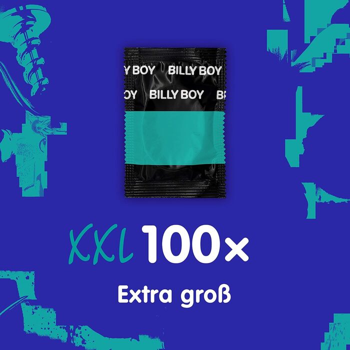 Презервативи Billy Boy Extra Large дуже довгі (195 мм) і широкі (до 62 мм), презервативи розміру XXL, прозорі, 100 шт. (1 упаковка)