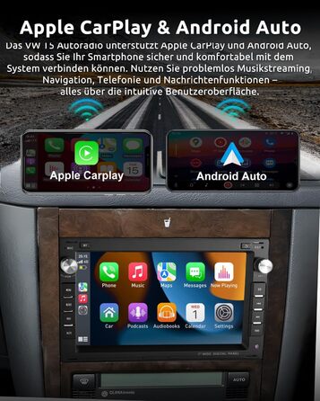 Автомобільне радіо ESSGOO Wireless Carplay та Android 264G Android 14 для VW VW Polo MK3/4 9N Golf 4 Passat B5 T5 Seat Skoda, 7-дюймовий сенсорний екран з Bluetooth FM RDS GPS WiFi