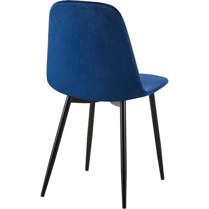 Обідній стілець CLP Giverny, оббитий оксамитом, тканинний стілець з декоративною строчкою та захисними накладками на підлогу, вантажопідйомність до 150 кг, колір синій, матеріал оксамит.