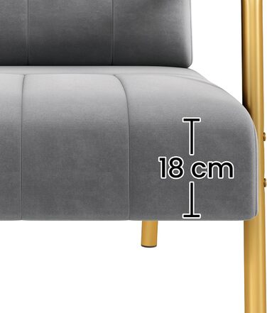 Крісло Yaheetech, оксамитове крісло для відпочинку, м&39яке крісло з металевими ніжками, одинарне крісло шириною 71,5 см, розслаблююче крісло для вітальні/домашнього офісу, світло-сіре