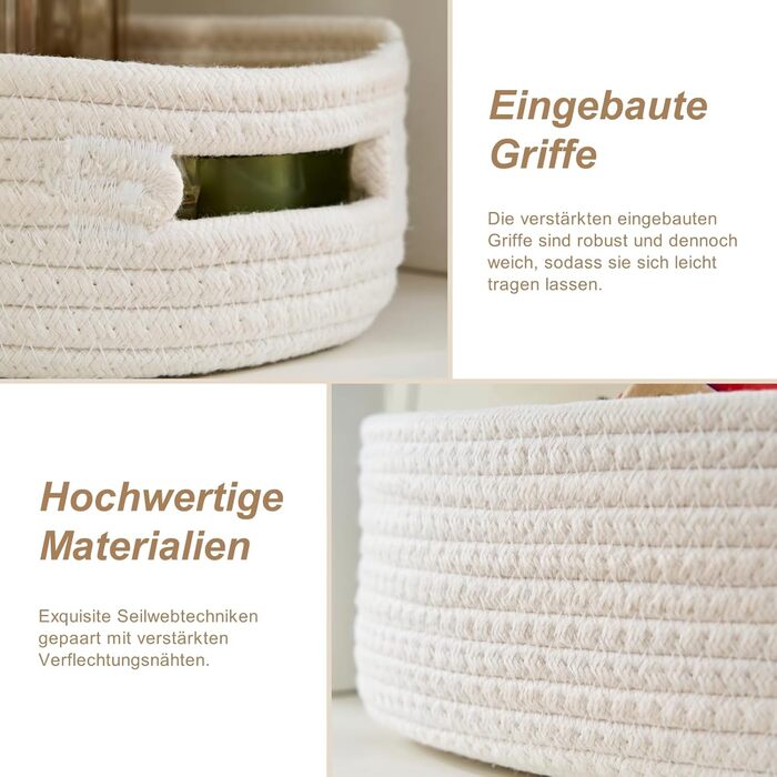 Кошик для зберігання Sagittar, набір із 7 предметів, виготовлений з бавовняної тканини ручного в&39язання, органайзер для одягу та іншого, плетений кошик з бавовняної мотузки для дитячої кімнати та вітальні, білий, 7 предметів