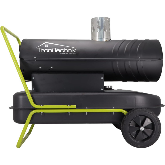 Дизельний обігрівач Tronitechnik, дизельний генератор гарячого повітря потужністю 20 кВт, будівельний обігрівач з баком на 36 л, захистом від перегріву, колесами та термостатом, 20 кВт без зовнішнього термостата