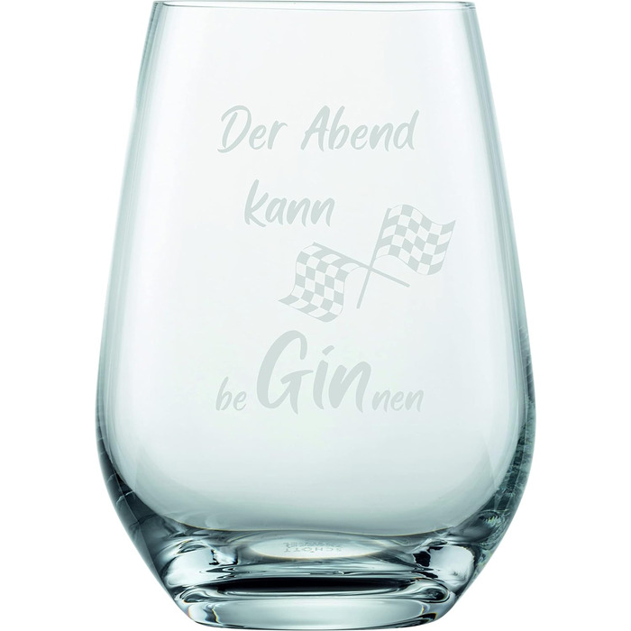 Набір з 2 келихів для джину 548 мл з гравіюванням Der Abend kann beGINnen & Am Ende ergibt alles einen Gin - кумедна ідея подарунк