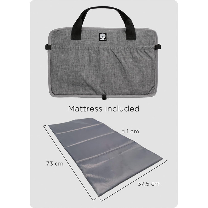Складне дитяче ліжечко для подорожей з матрацом - надзвичайно легке, компактне, кишені з боків, 41 x 74 см (у зібраному вигляді) / 41 x 26 см (у складеному вигляді), 100 поліестер, чорний/сірий