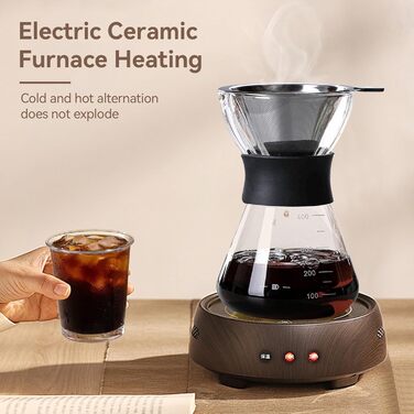 Крапельниця для кавоварки 400 мл, перелийте кавоварку, залийте кавоварку, ручний фільтр для кави з нержавіючої сталі зі скла з постійним фільтром